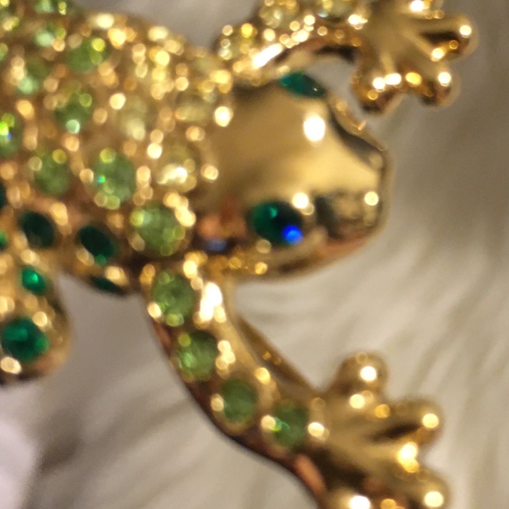 😎🎁❤️ vintage Money crystal Frog brooch  pin❤️🎁 - Picture 8 of 15